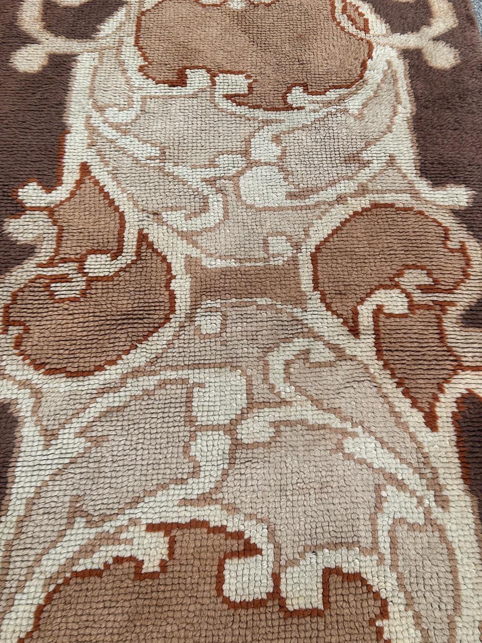 20th Century Bobyrug’s pretty mid century French Cogolin rug art nouveau design  For Sale