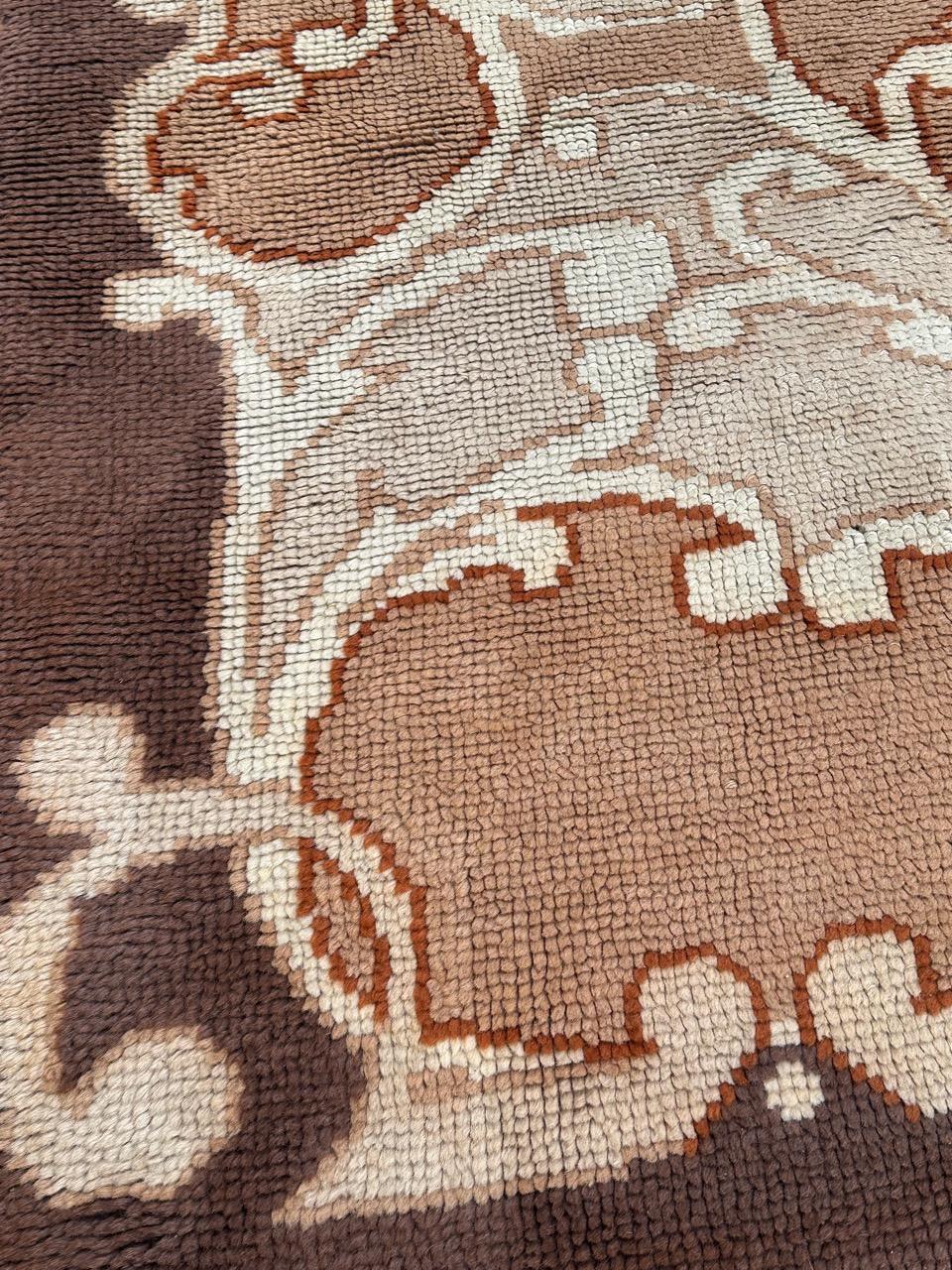 Wool Bobyrug’s pretty mid century French Cogolin rug art nouveau design  For Sale