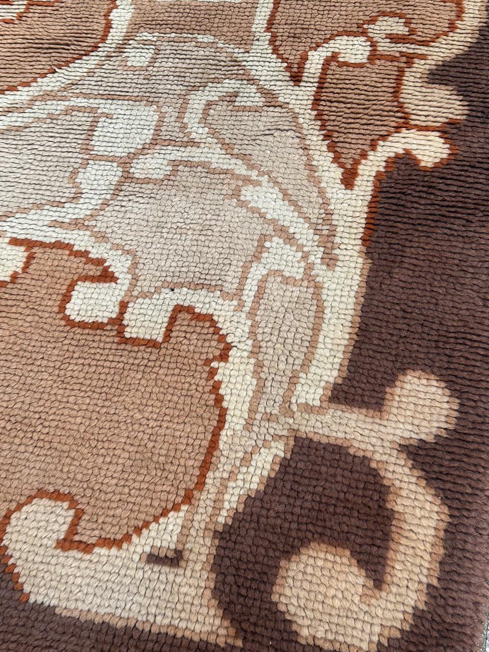 Bobyrug’s pretty mid century French Cogolin rug art nouveau design  For Sale 1