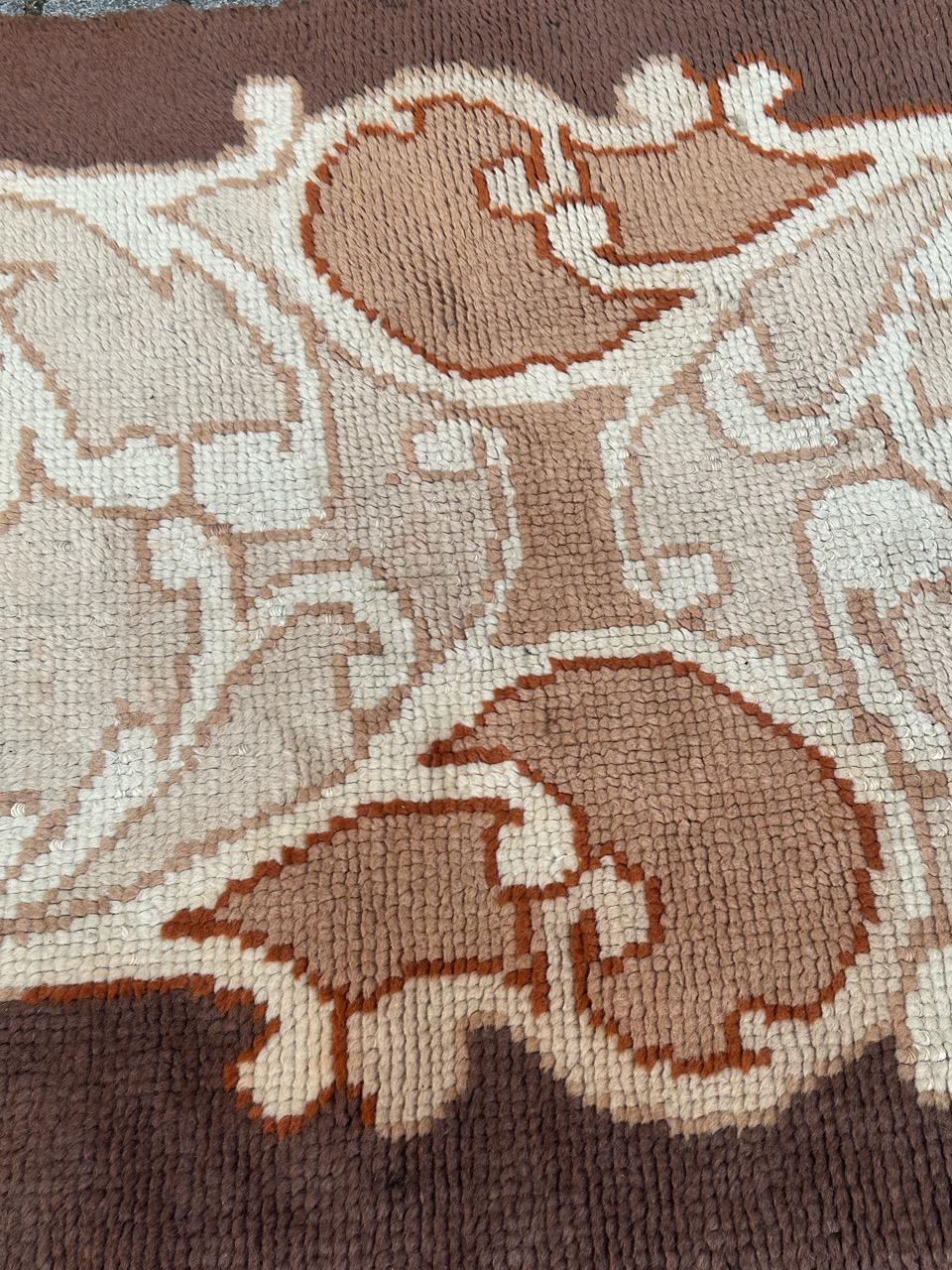 Bobyrug’s pretty mid century French Cogolin rug art nouveau design  For Sale 2