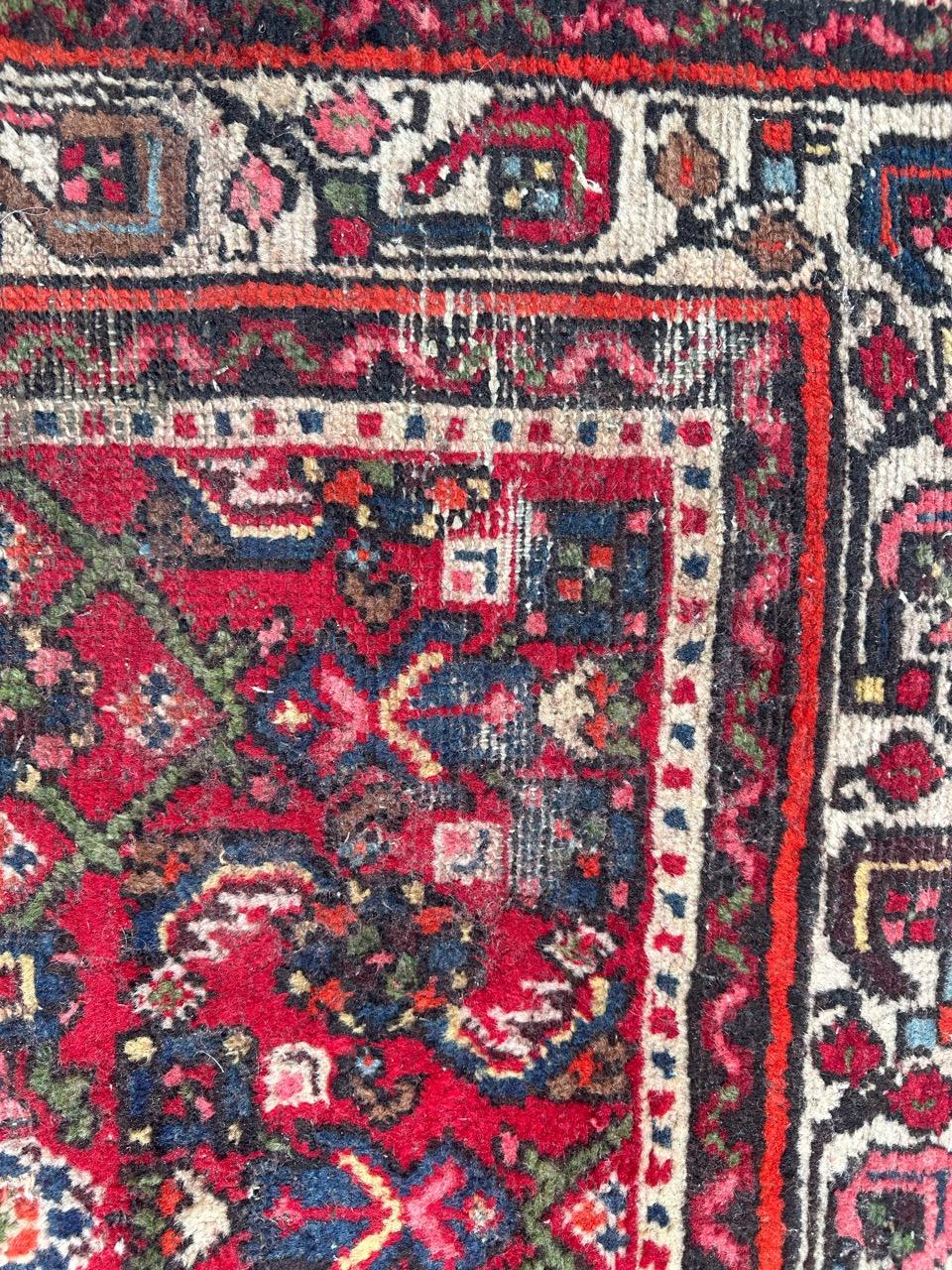 Bobyrug’s pretty mid century Hamadan rug  In Fair Condition For Sale In Saint Ouen, FR