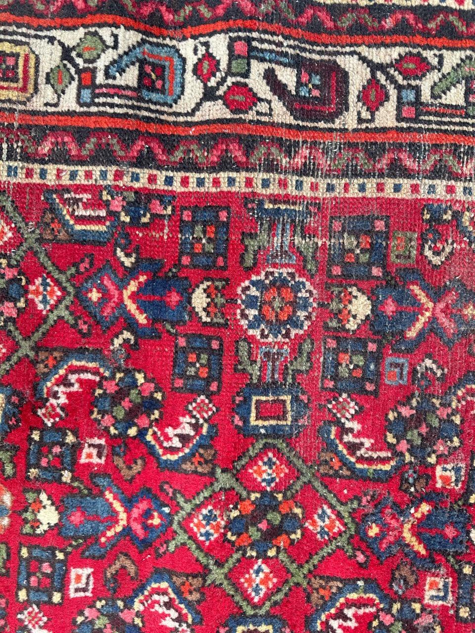 Wool Bobyrug’s pretty mid century Hamadan rug  For Sale