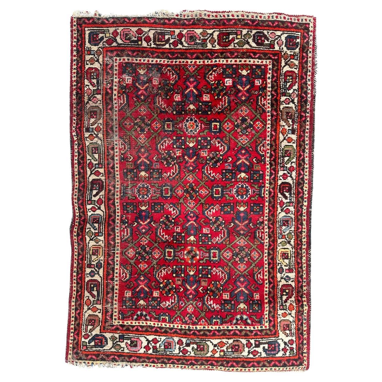 Bobyrug’s pretty mid century Hamadan rug  For Sale