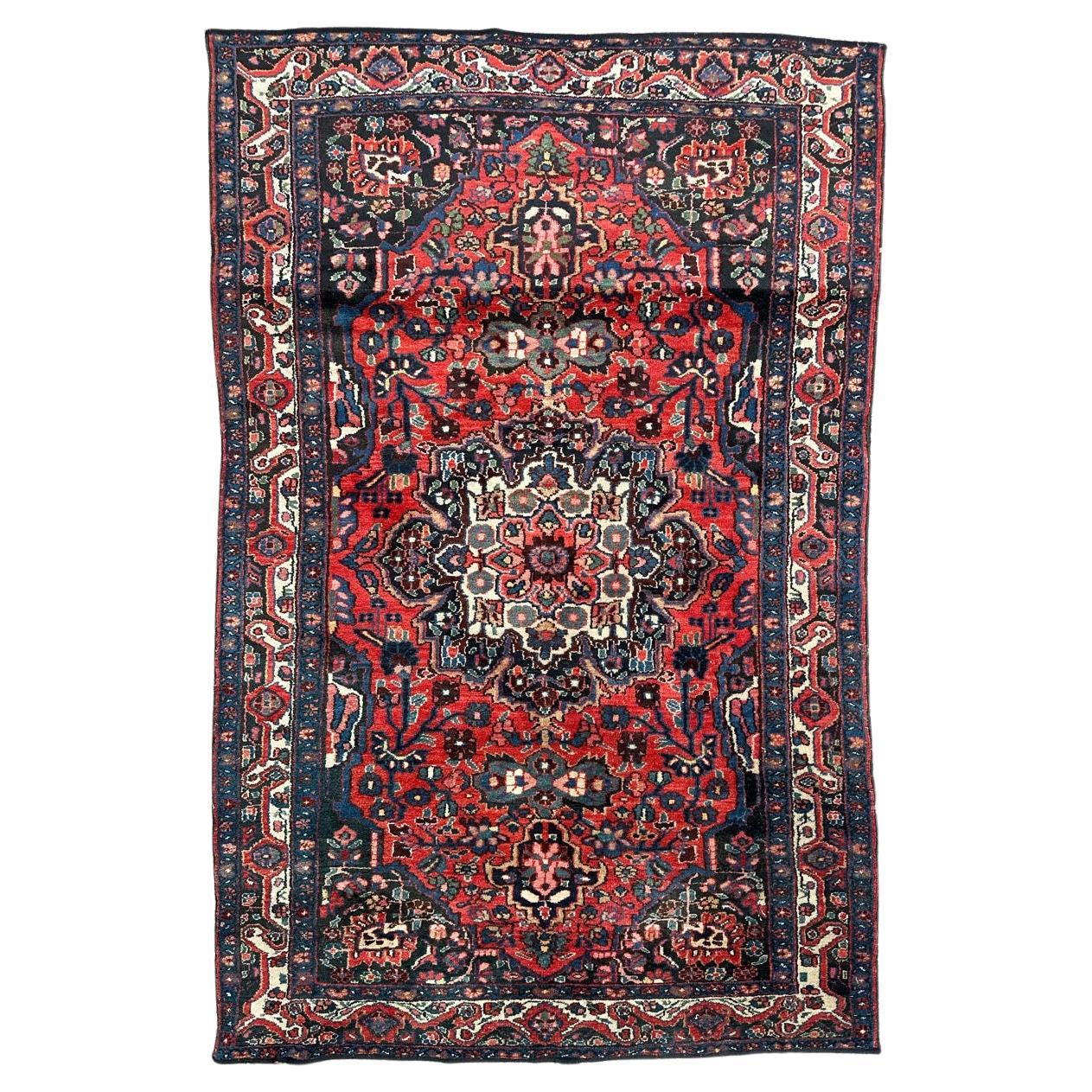 Bobyrug’s pretty mid century Kurdish rug  For Sale