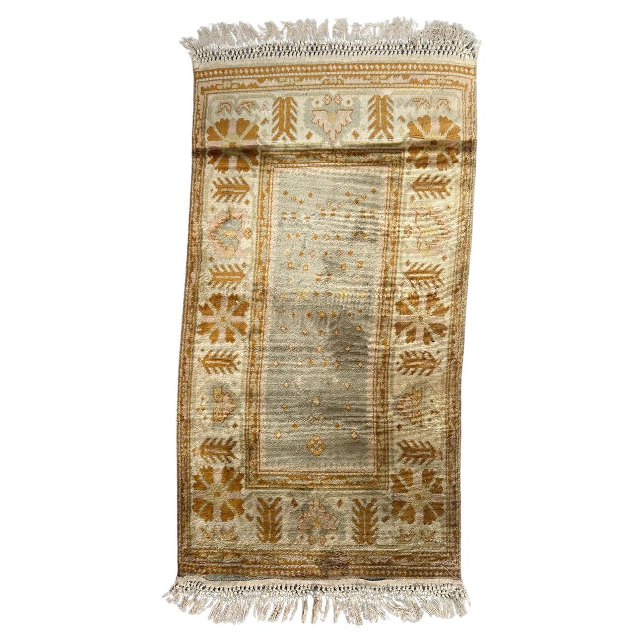 Bobyrug’s pretty mid century Oushak style rug For Sale