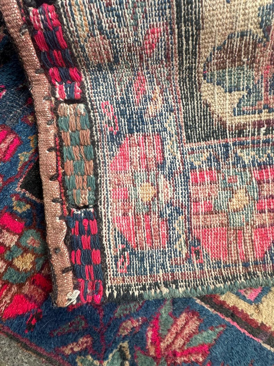 Bobyrug’s pretty mid century tribal Afshar bag face rug  For Sale 4