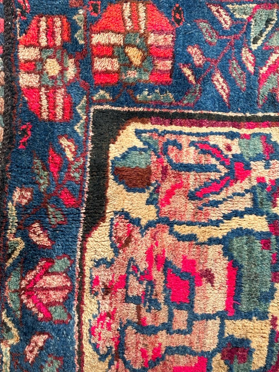 Tribal Bobyrug’s pretty mid century tribal Afshar bag face rug  For Sale
