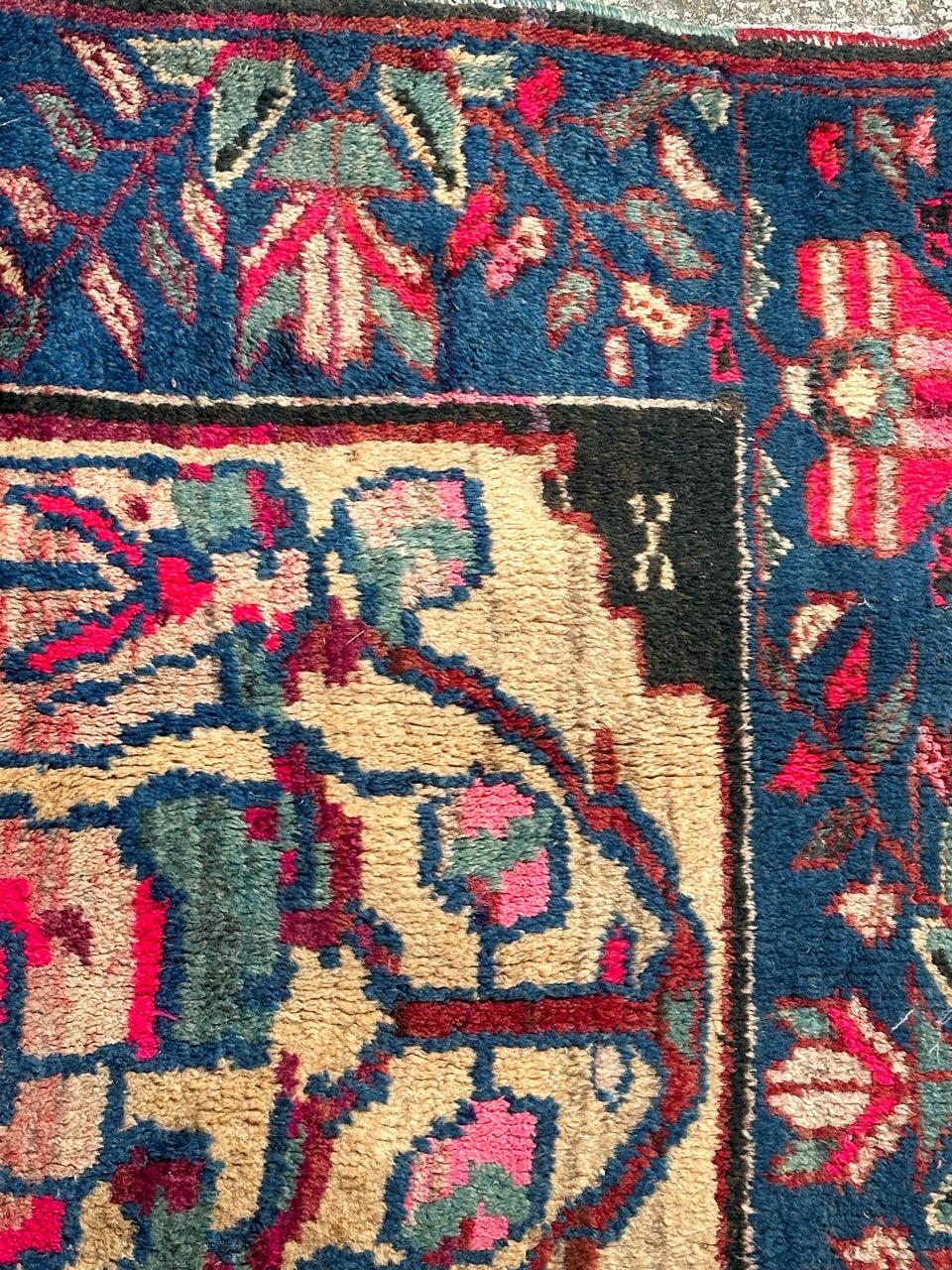 Asian Bobyrug’s pretty mid century tribal Afshar bag face rug  For Sale