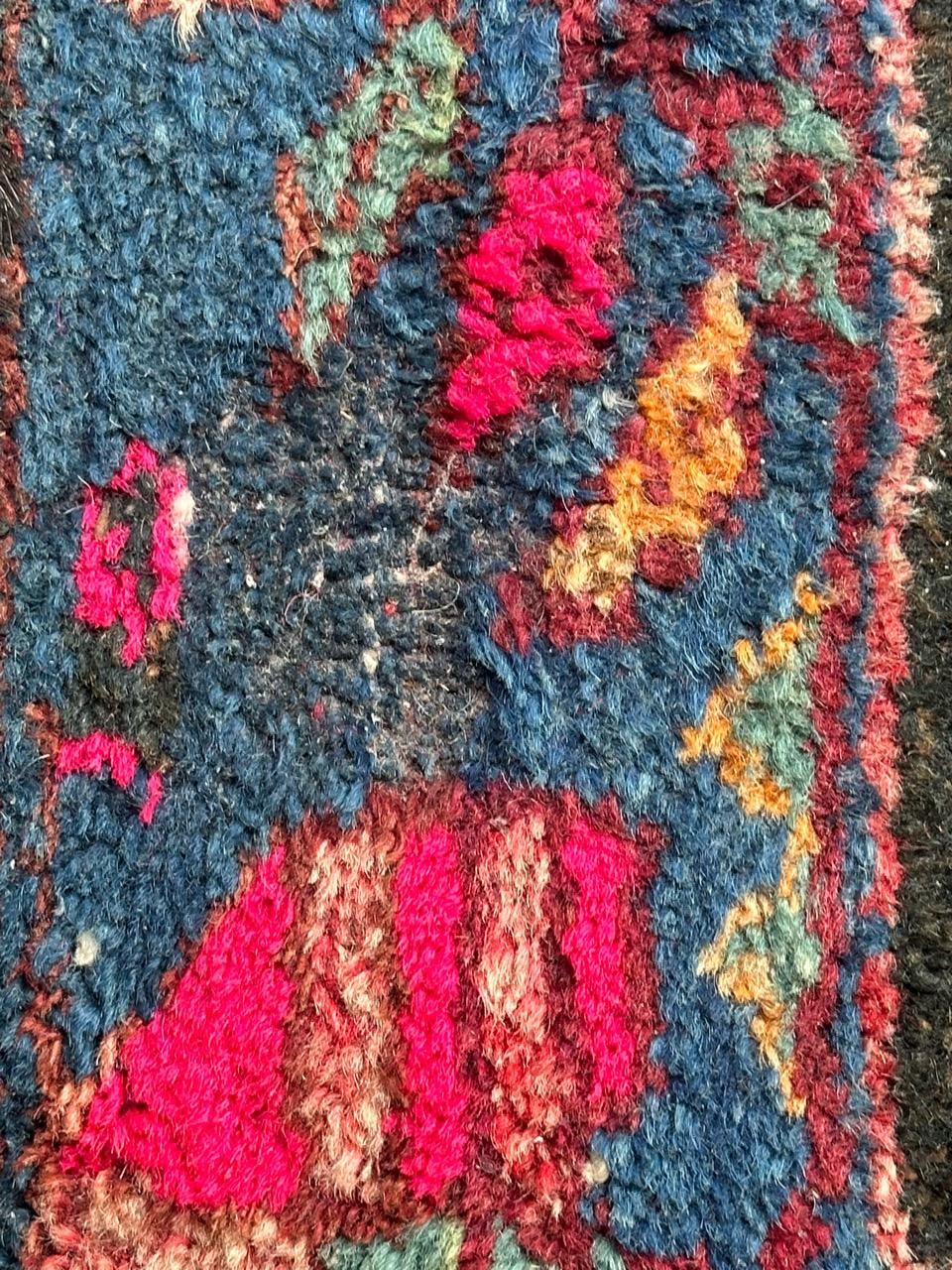 Bobyrug’s pretty mid century tribal Afshar bag face rug  In Good Condition For Sale In Saint Ouen, FR