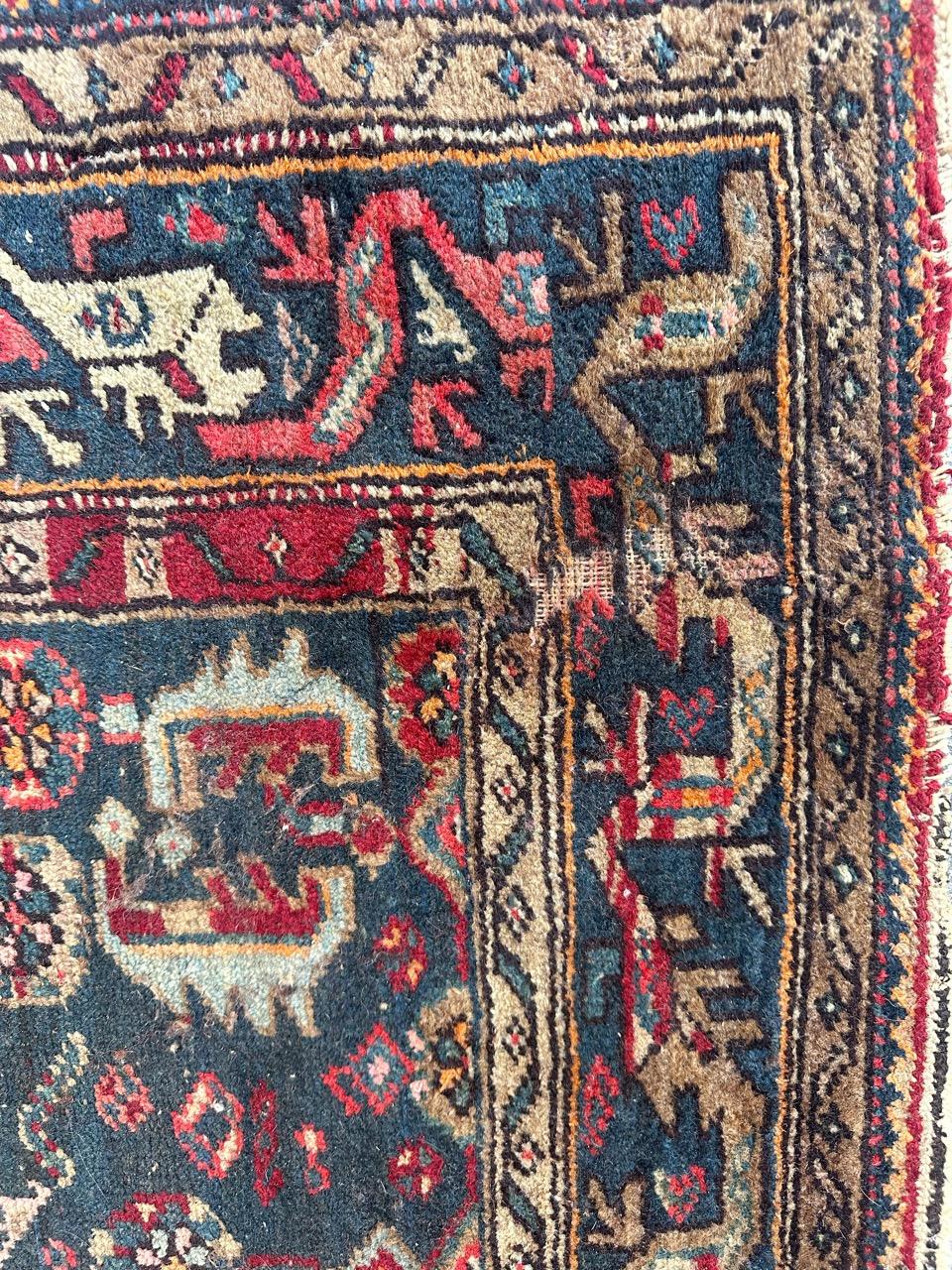 Bobyrug’s pretty mid century tribal Hamadan rug For Sale 3