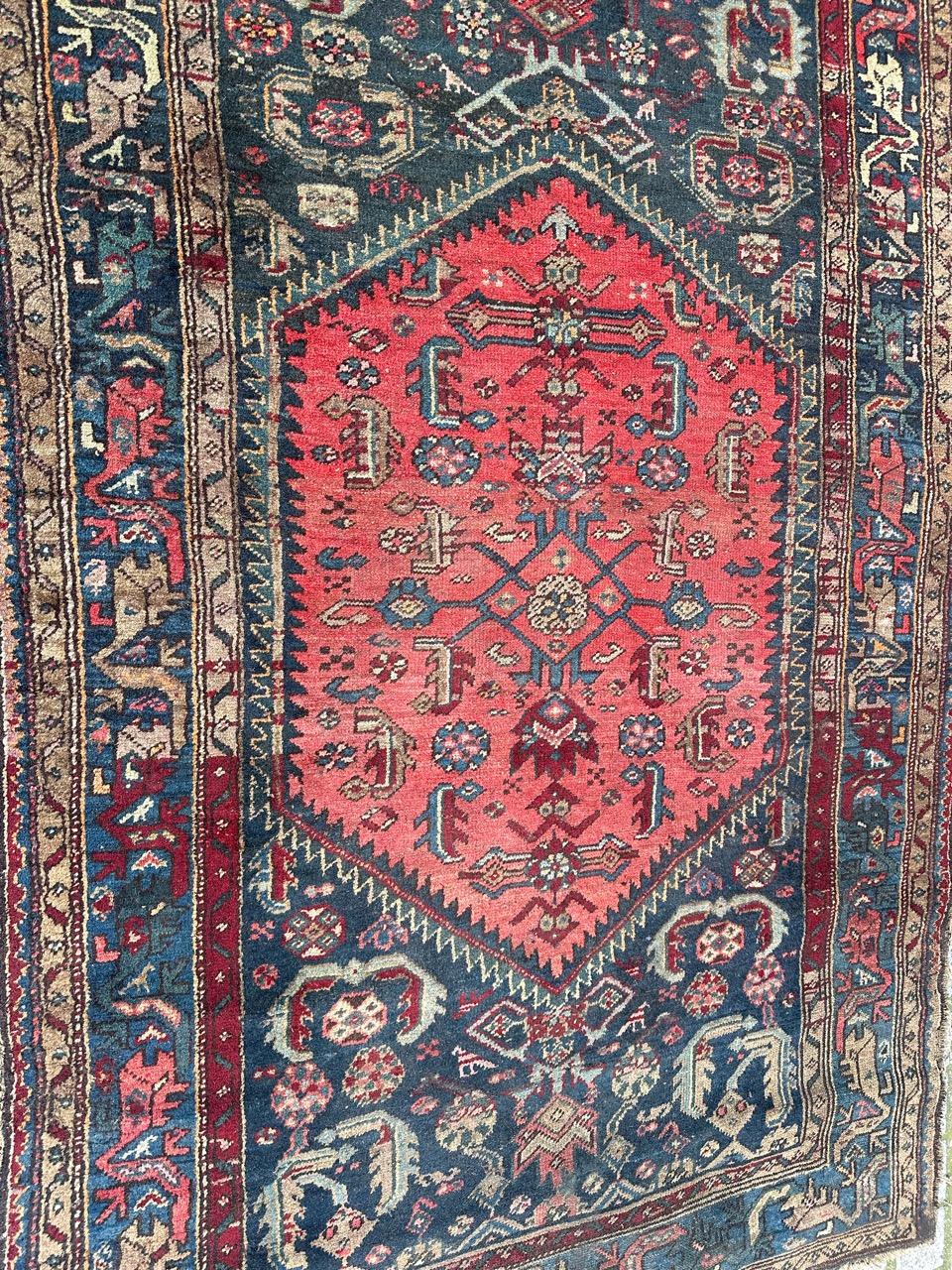 Bobyrug’s pretty mid century tribal Hamadan rug For Sale 4
