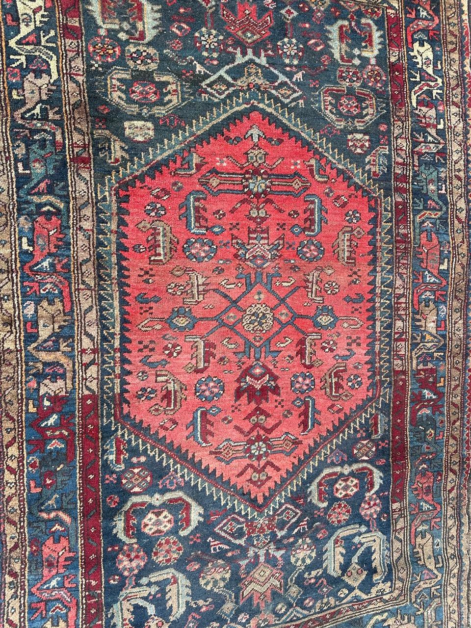 Bobyrug’s pretty mid century tribal Hamadan rug For Sale 6