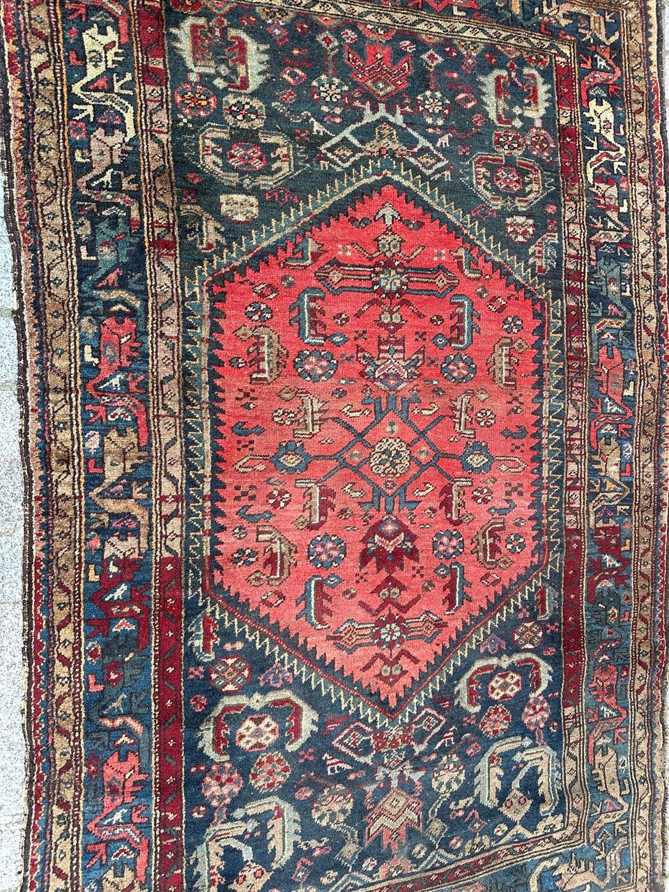 Bobyrug’s pretty mid century tribal Hamadan rug For Sale 7