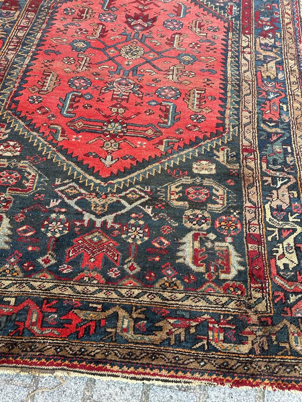 Bobyrug’s pretty mid century tribal Hamadan rug For Sale 9