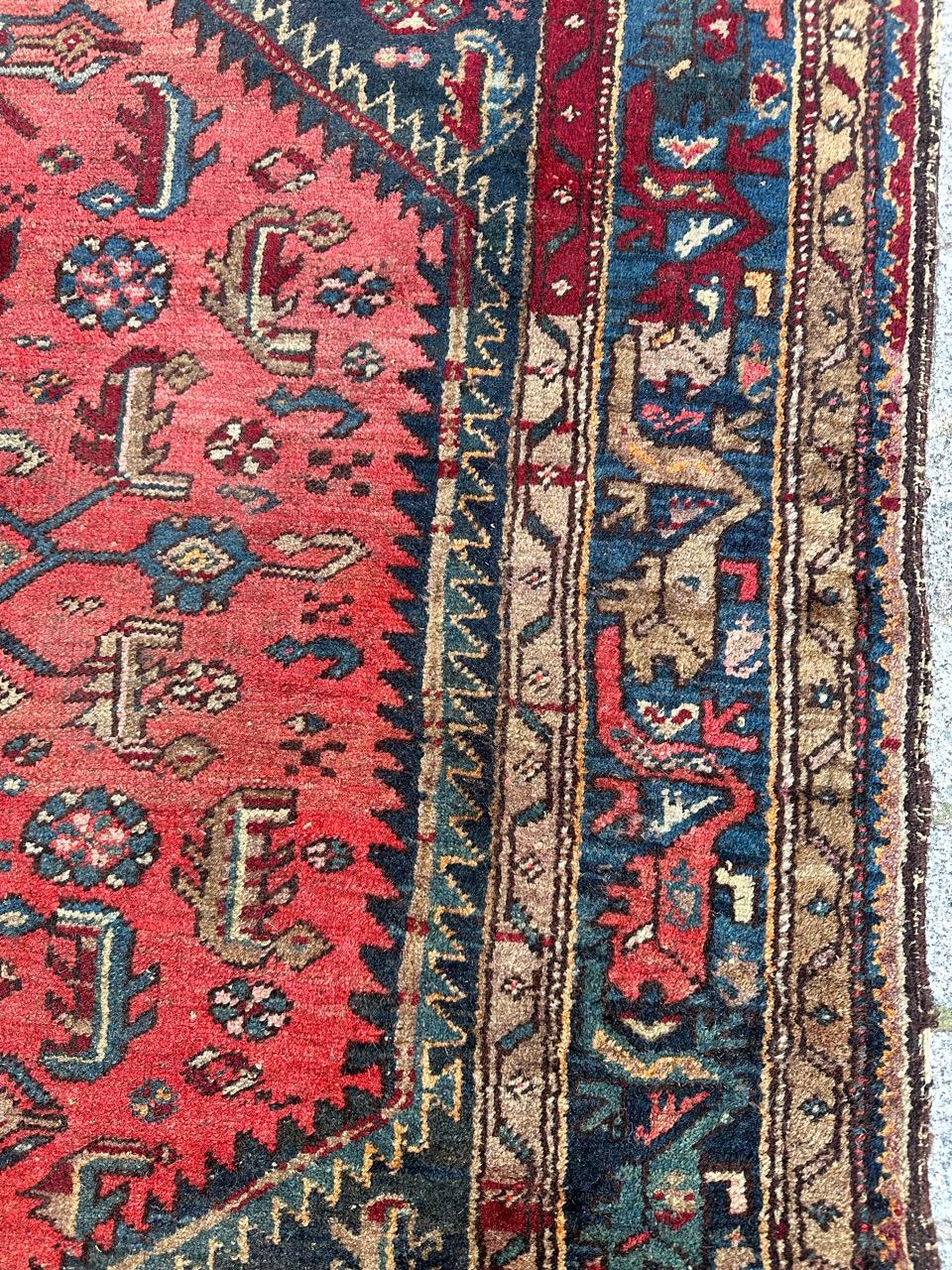 Hand-Knotted Bobyrug’s pretty mid century tribal Hamadan rug For Sale
