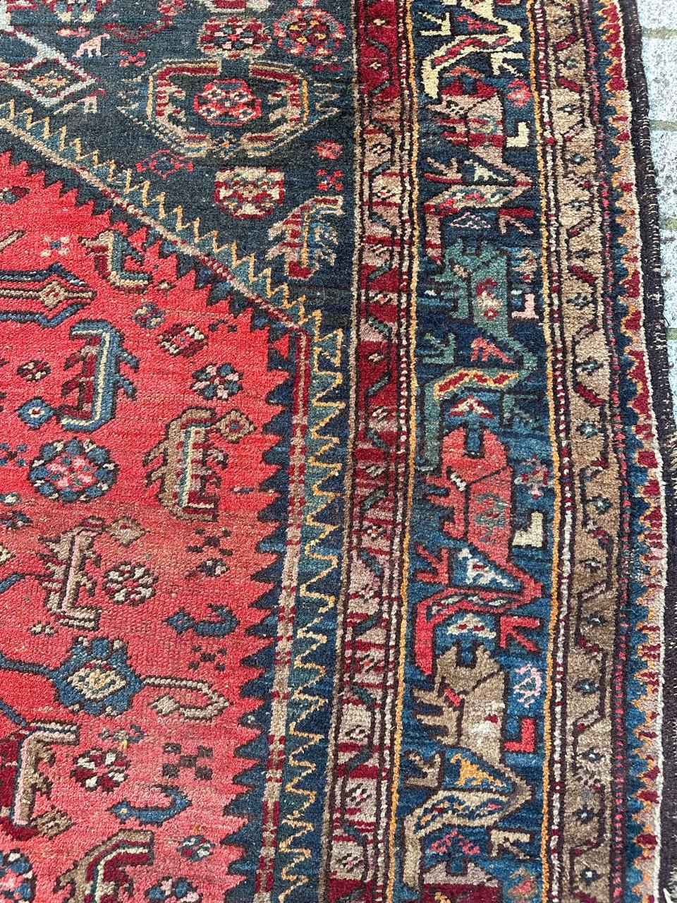 Cotton Bobyrug’s pretty mid century tribal Hamadan rug For Sale
