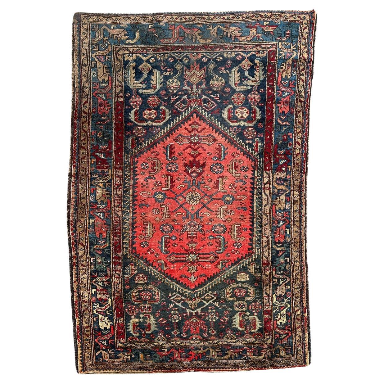 Bobyrug’s pretty mid century tribal Hamadan rug For Sale