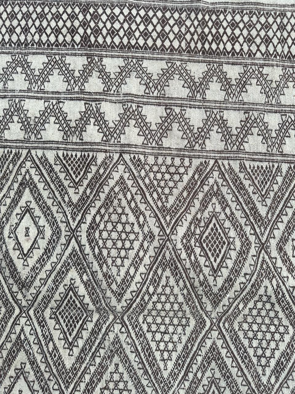 Wool Bobyrug’s pretty mid century tribal Moroccan Kilim For Sale