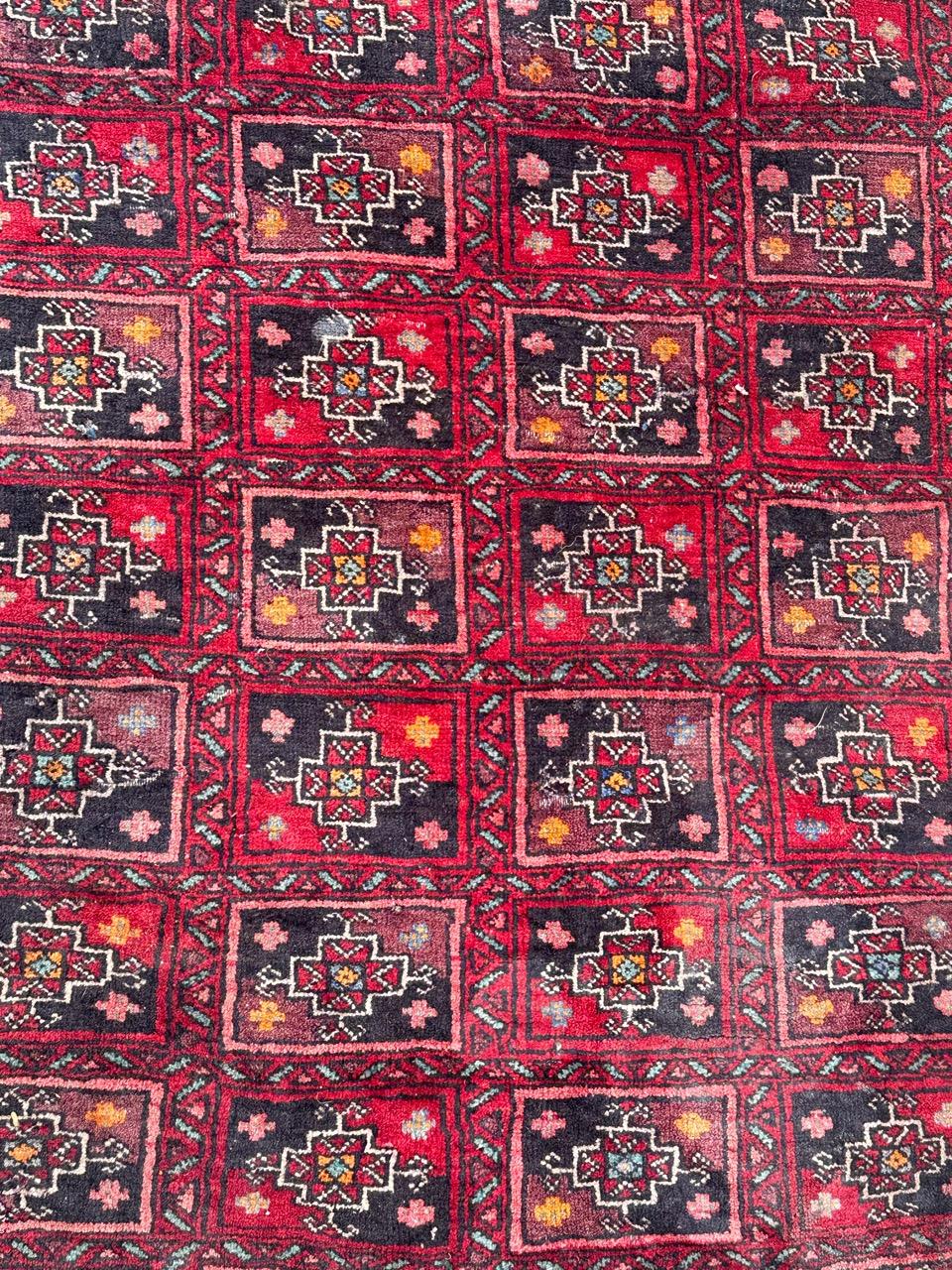 Bobyrug’s pretty mid century Turkmen Baluch rug  For Sale 4