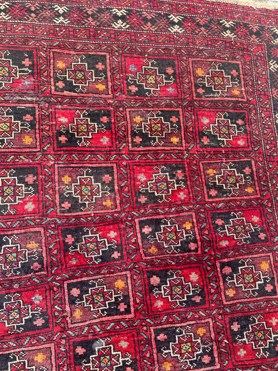 Bobyrug’s pretty mid century Turkmen Baluch rug  For Sale 5
