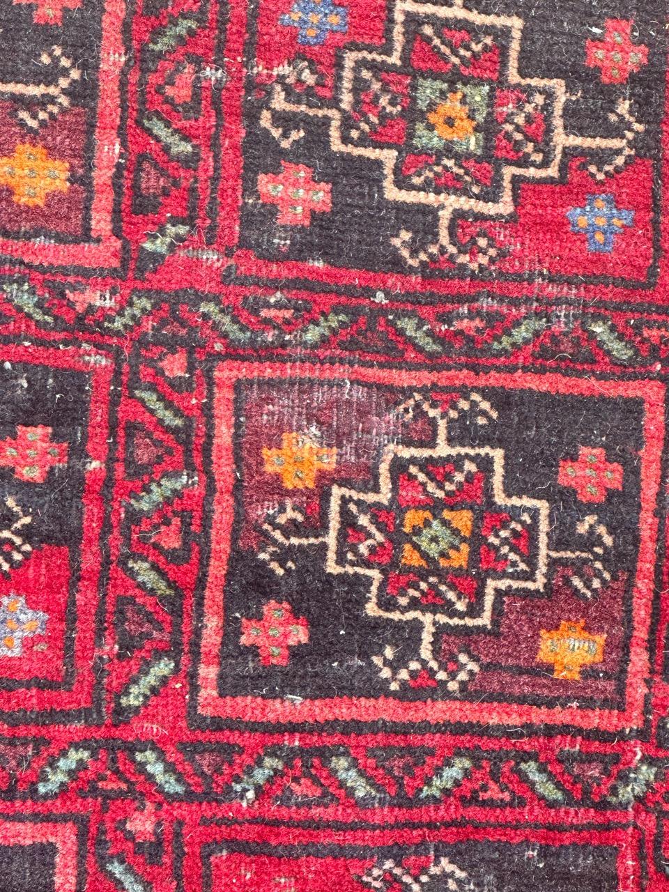 Bobyrug’s pretty mid century Turkmen Baluch rug  For Sale 6
