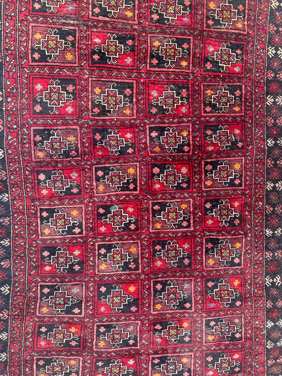 Bobyrug’s pretty mid century Turkmen Baluch rug  For Sale 9