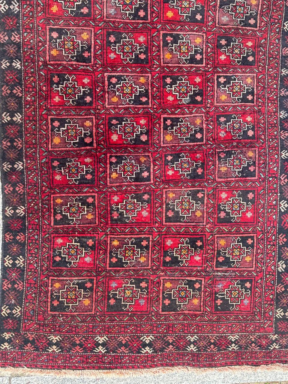 Tribal pretty mid century Turkmen Baluch rug  For Sale