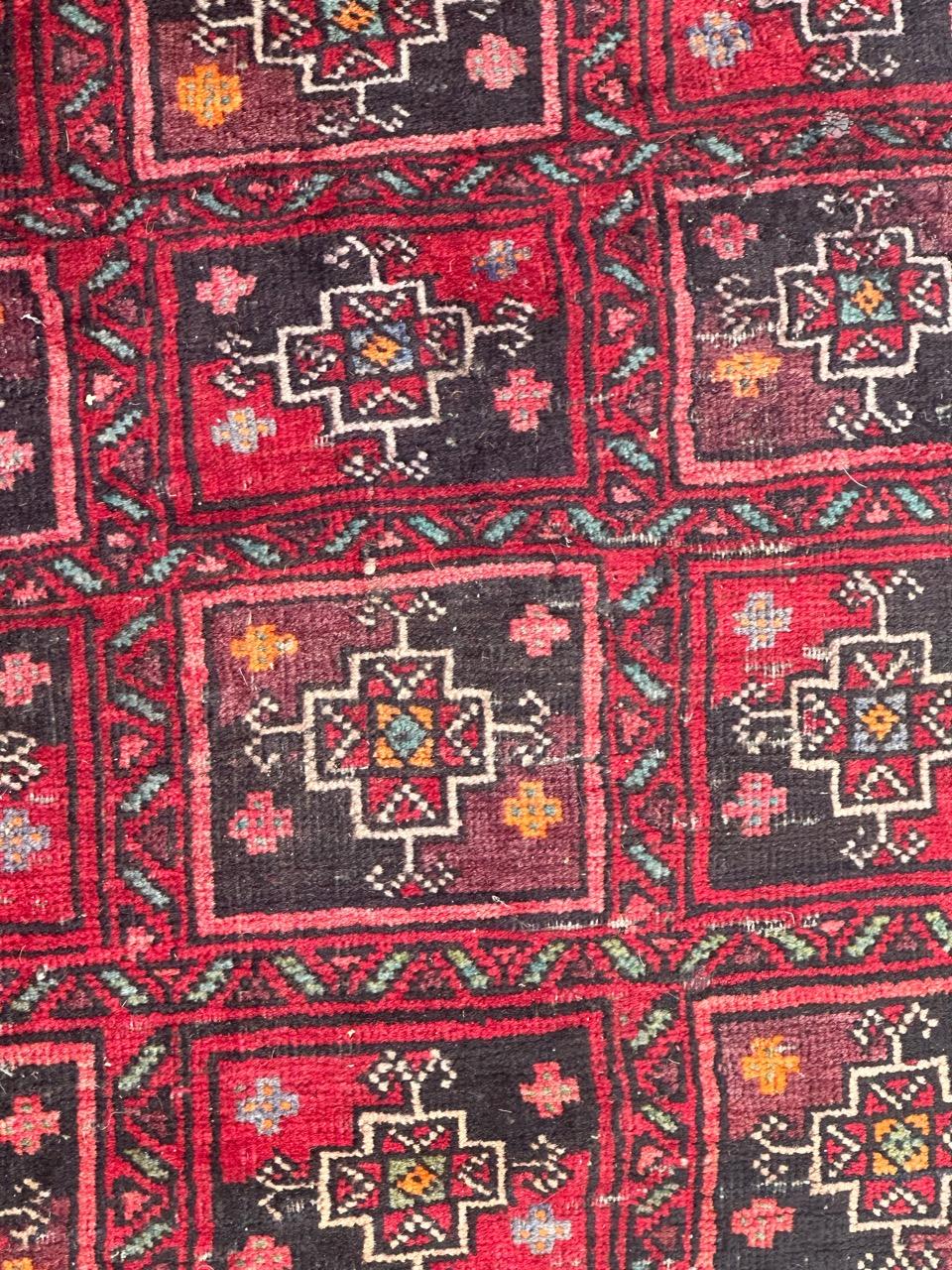 Hand-Knotted Bobyrug’s pretty mid century Turkmen Baluch rug  For Sale