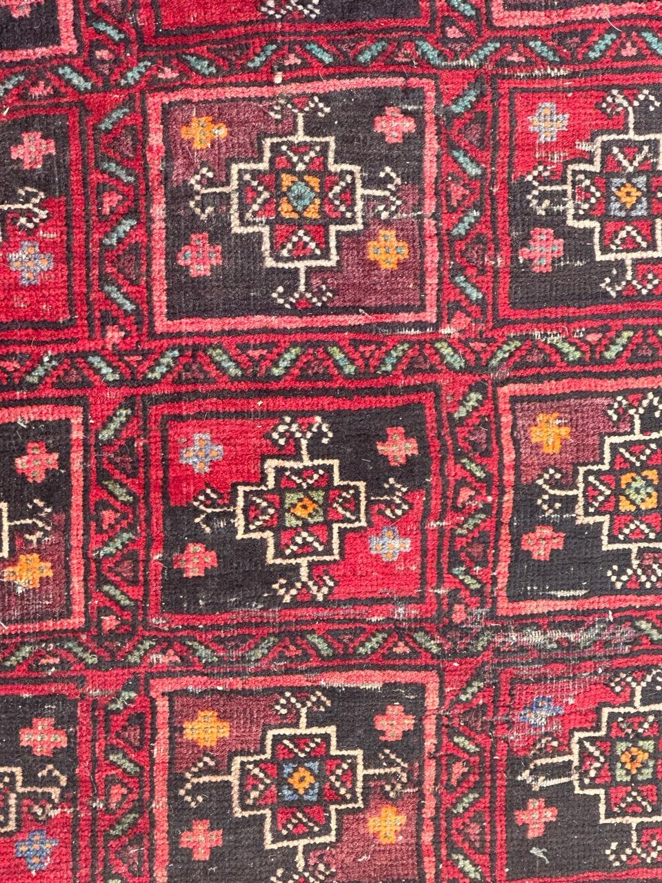 20th Century Bobyrug’s pretty mid century Turkmen Baluch rug  For Sale