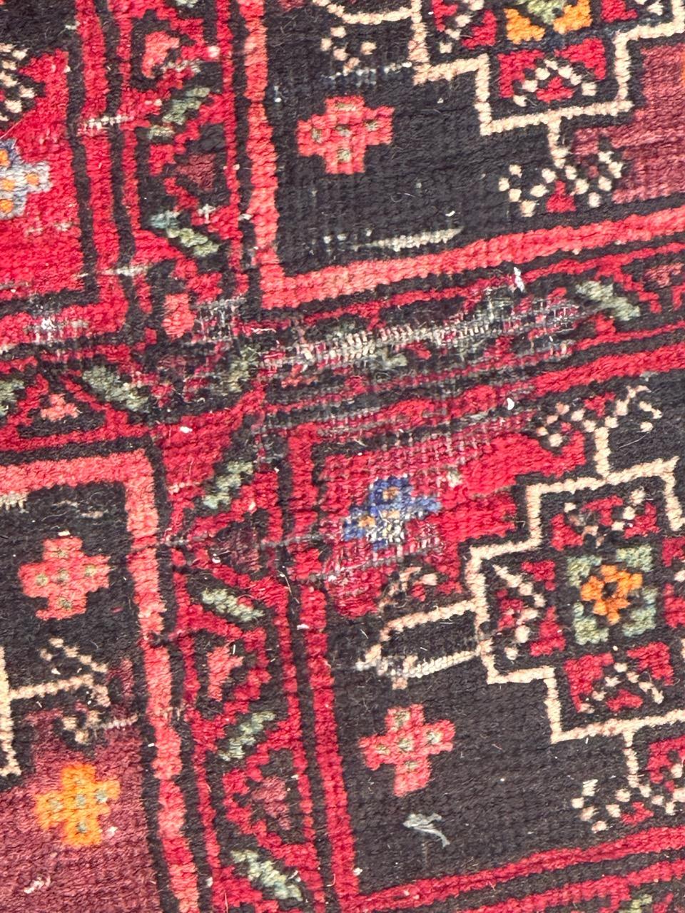 Bobyrug’s pretty mid century Turkmen Baluch rug  For Sale 1