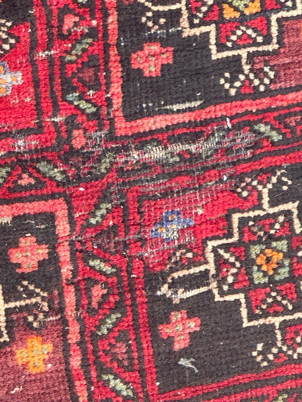 pretty mid century Turkmen Baluch rug For Sale 1