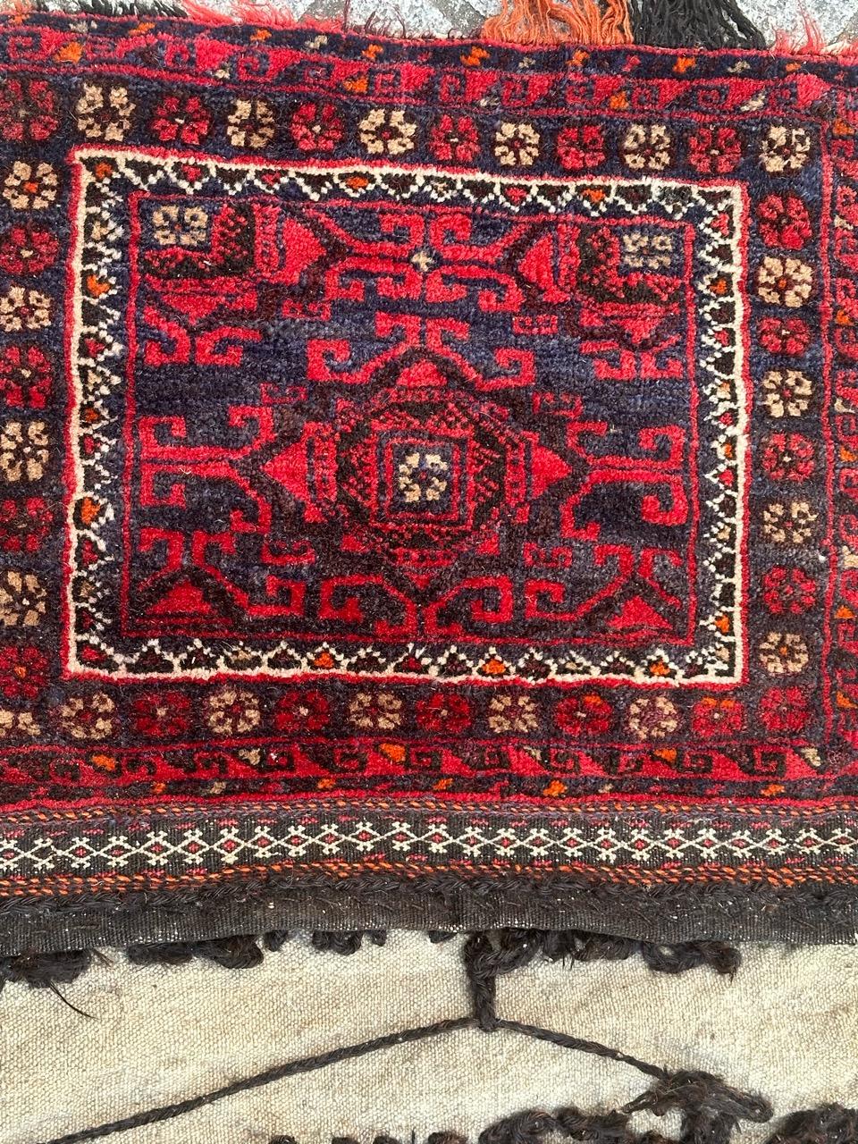 Afghan pretty mid century Turkmen chuval, horse cover, rug For Sale