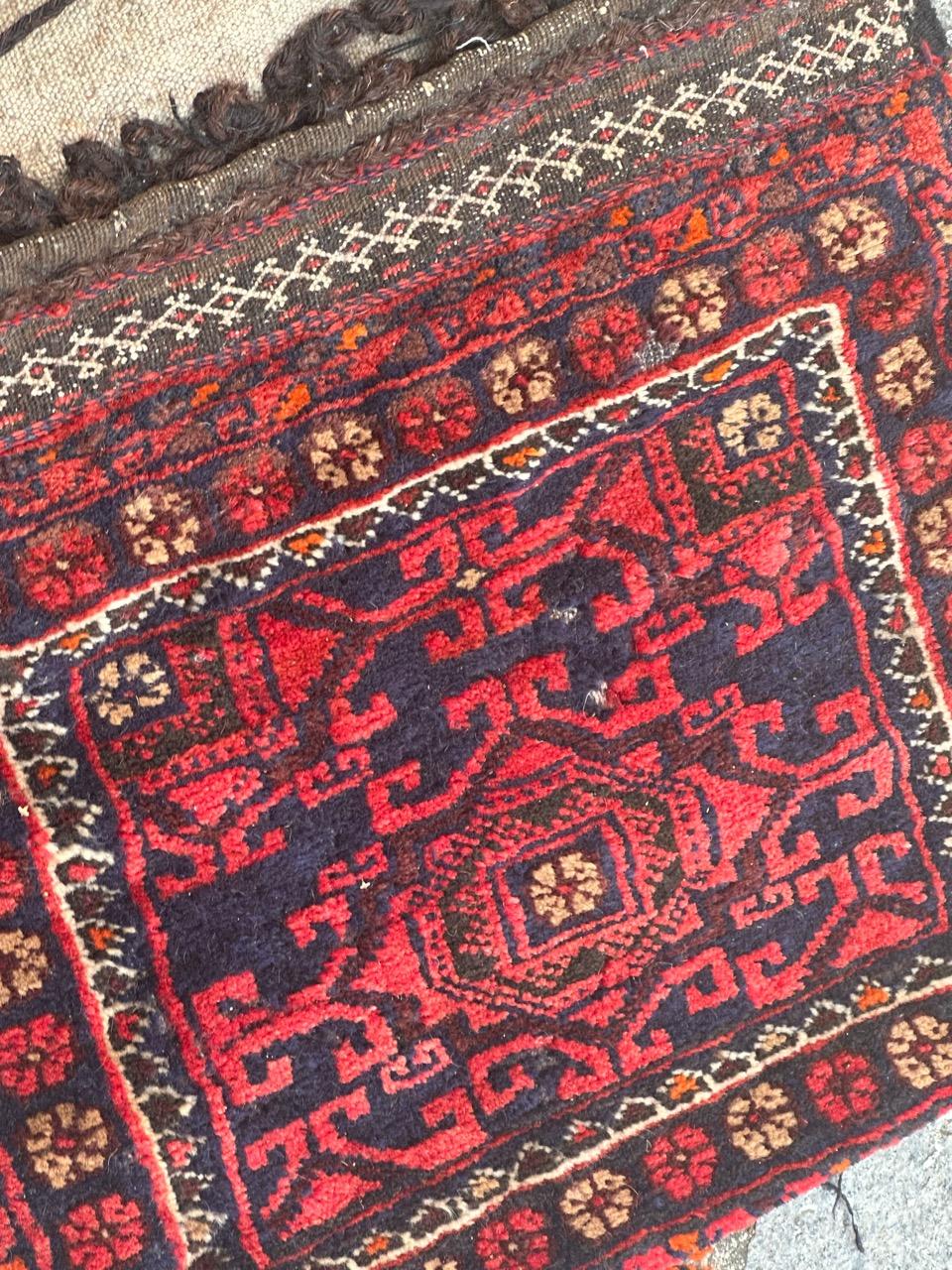 Wool pretty mid century Turkmen chuval, horse cover, rug For Sale