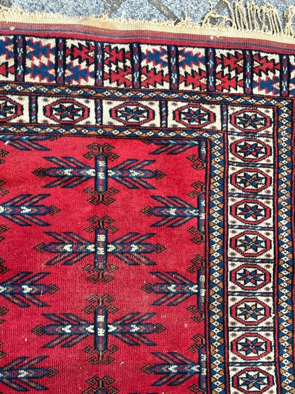 Hand-Knotted Bobyrug’s pretty mid century Turkmen rug  For Sale