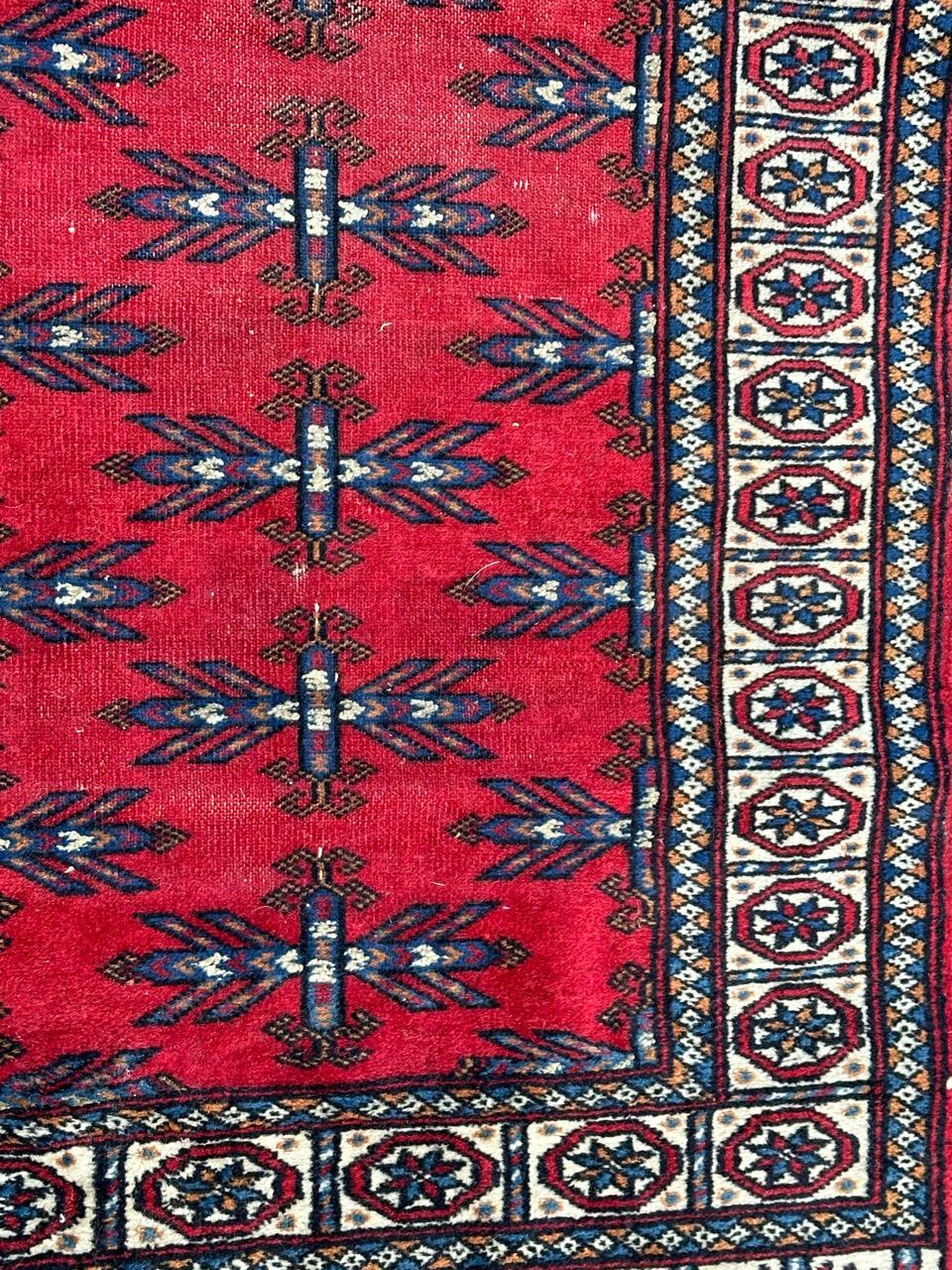 Bobyrug’s pretty mid century Turkmen rug  In Fair Condition For Sale In Saint Ouen, FR