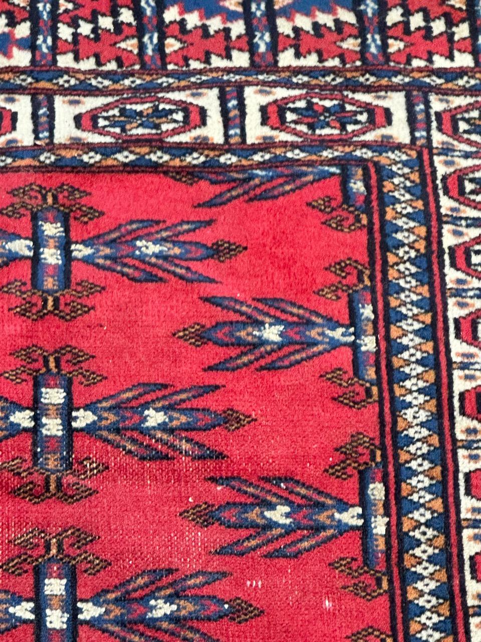 Bobyrug’s pretty mid century Turkmen rug  For Sale 1