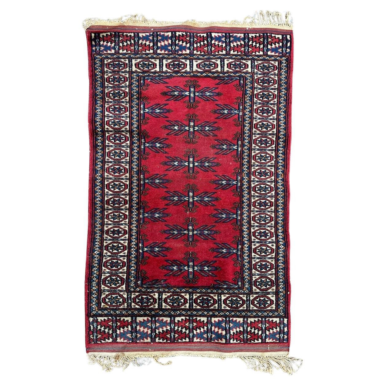 Bobyrugs hübscher turkmenischer Teppich aus der Mitte des Jahrhunderts 