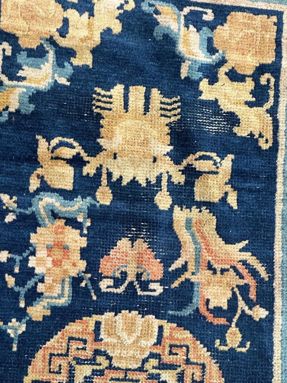 Chinoiserie Bobyrug’s pretty rare antique Chinese rug For Sale