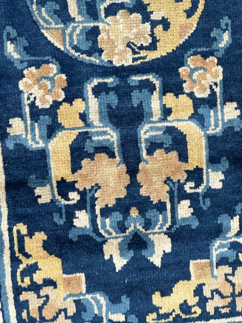 Hand-Knotted Bobyrug’s pretty rare antique Chinese rug For Sale