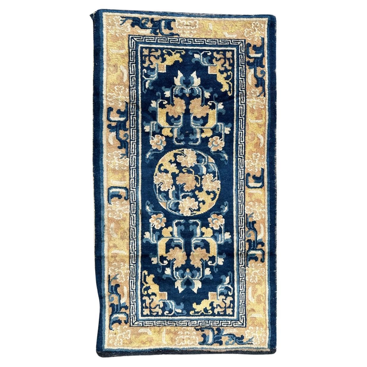 Bobyrug’s pretty rare antique Chinese rug For Sale