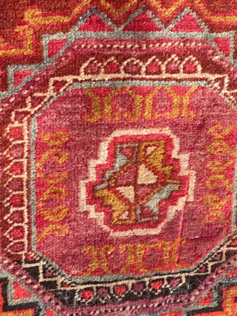 Wool Bobyrug’s pretty small mid century Azerbaijan rug  For Sale