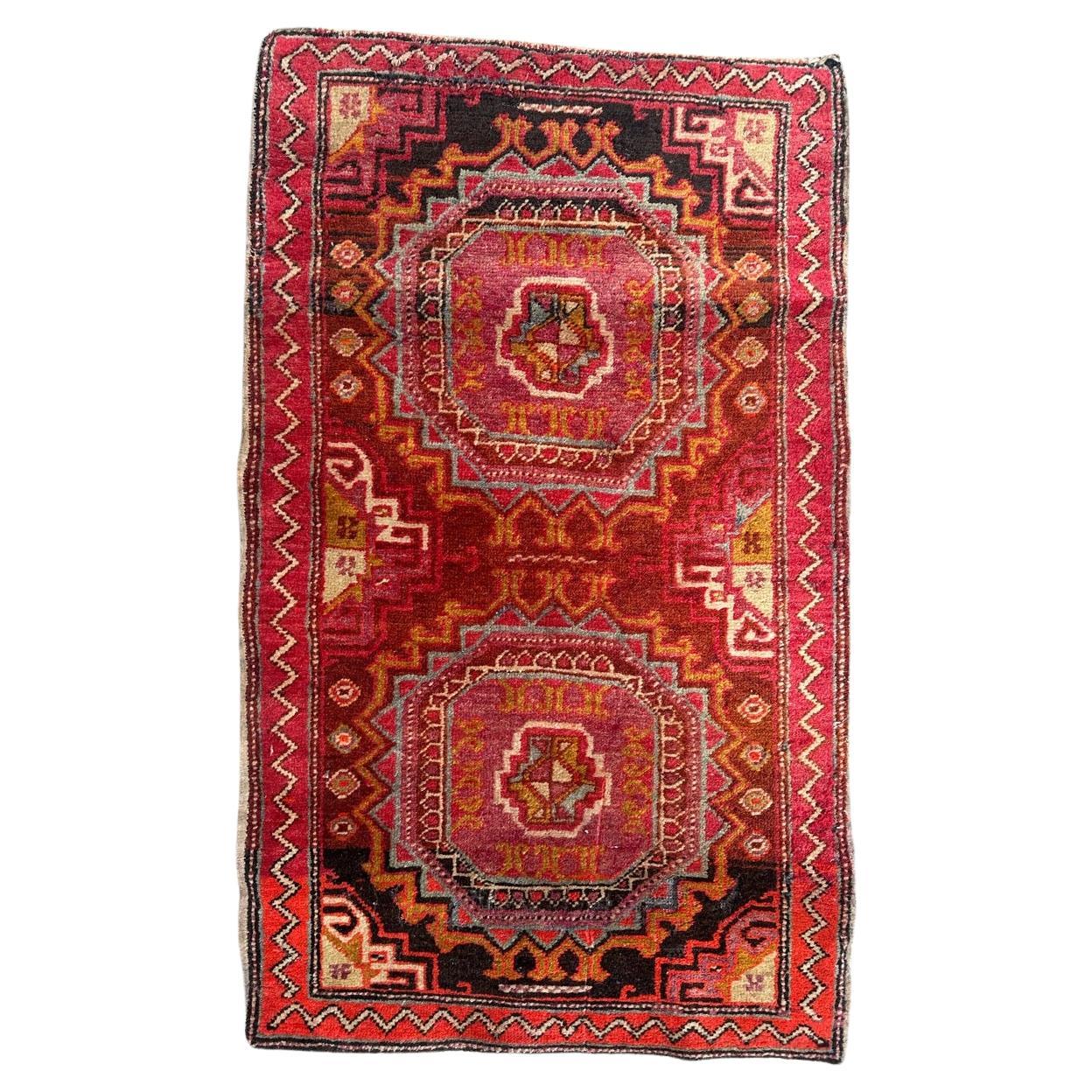 Bobyrug’s pretty small mid century Azerbaijan rug  For Sale