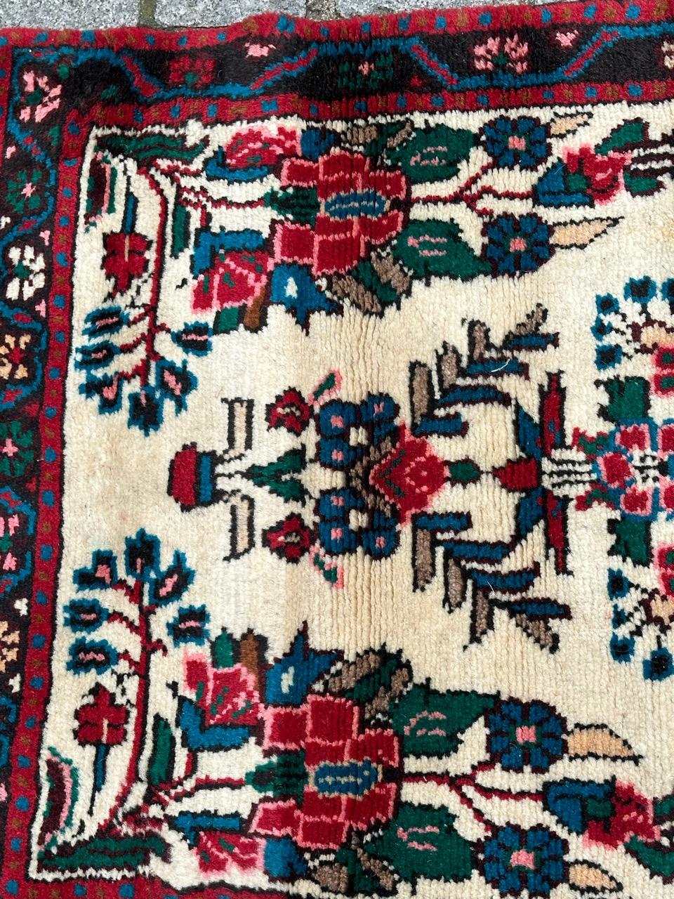 Rustic pretty small vintage Hamadan rug  For Sale