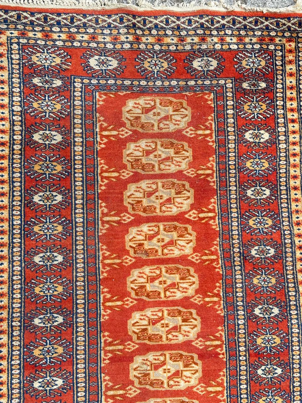 Tribal Bobyrug’s pretty small vintage Pakistani rug Bokhara design  For Sale
