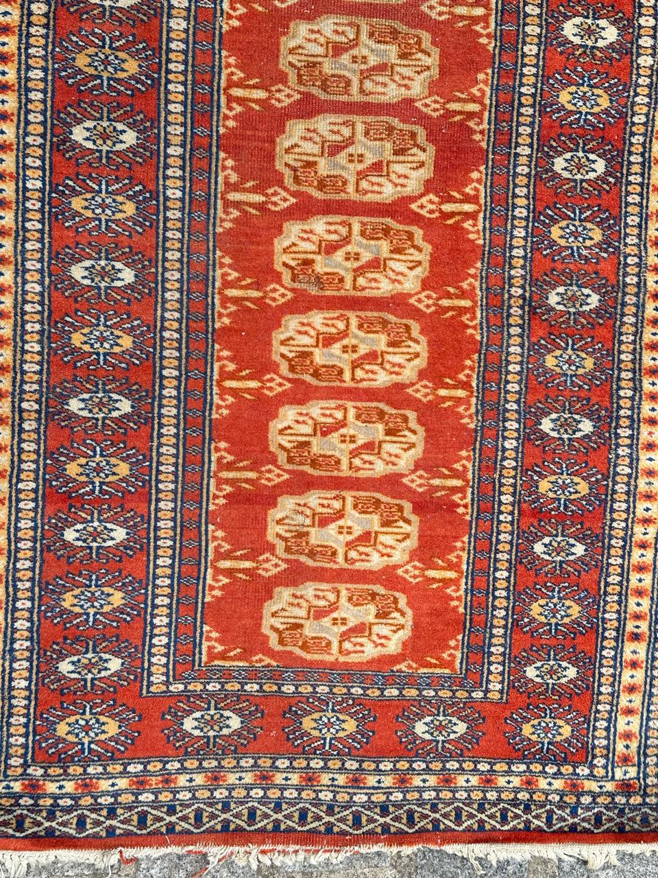 Hand-Knotted Bobyrug’s pretty small vintage Pakistani rug Bokhara design  For Sale