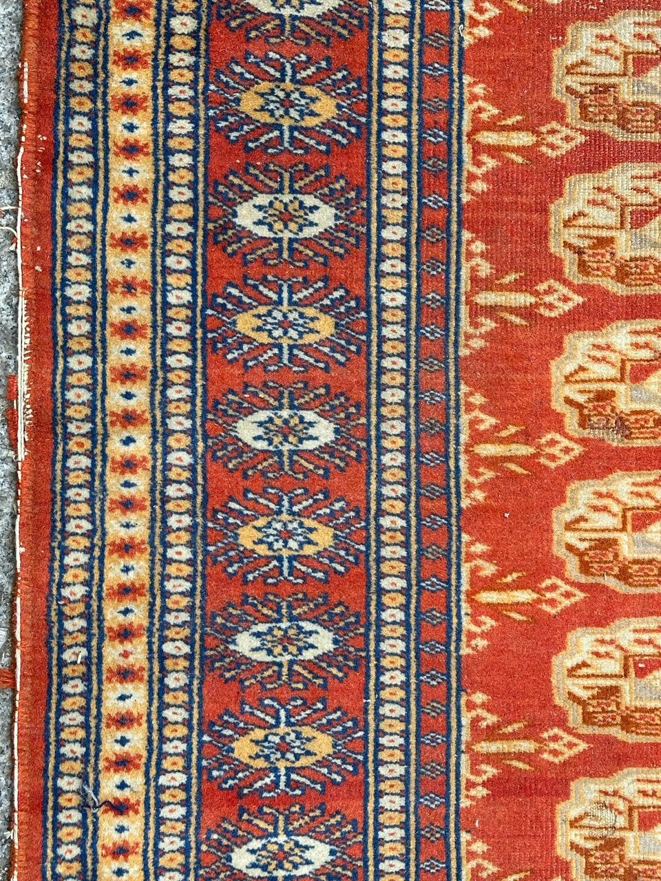 Late 20th Century Bobyrug’s pretty small vintage Pakistani rug Bokhara design  For Sale