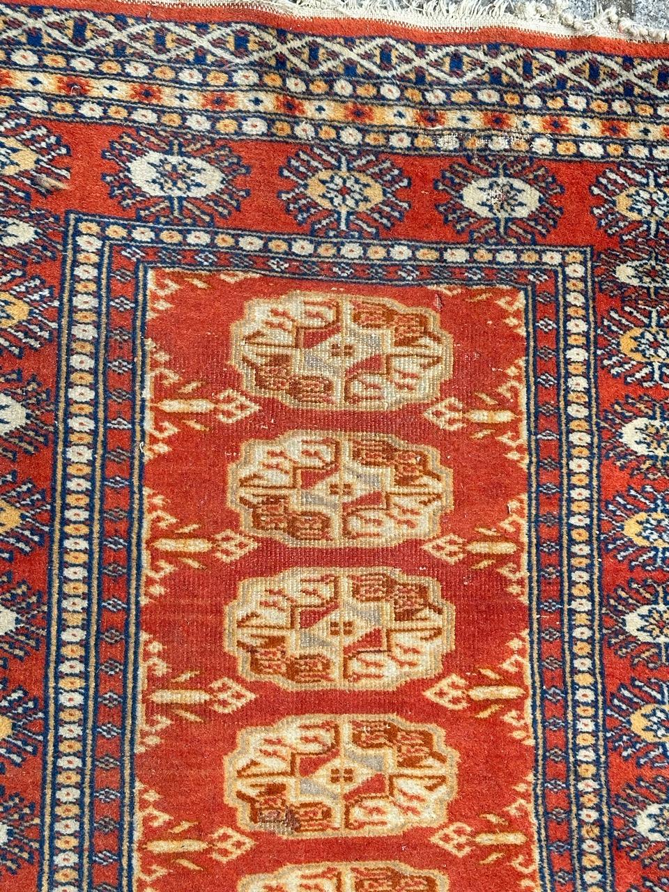Wool Bobyrug’s pretty small vintage Pakistani rug Bokhara design  For Sale
