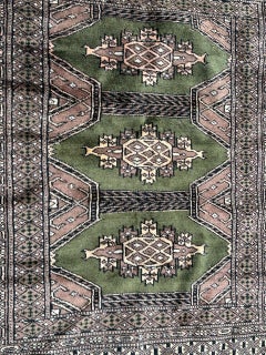 bonita alfombra paquistaní vintage pequeña