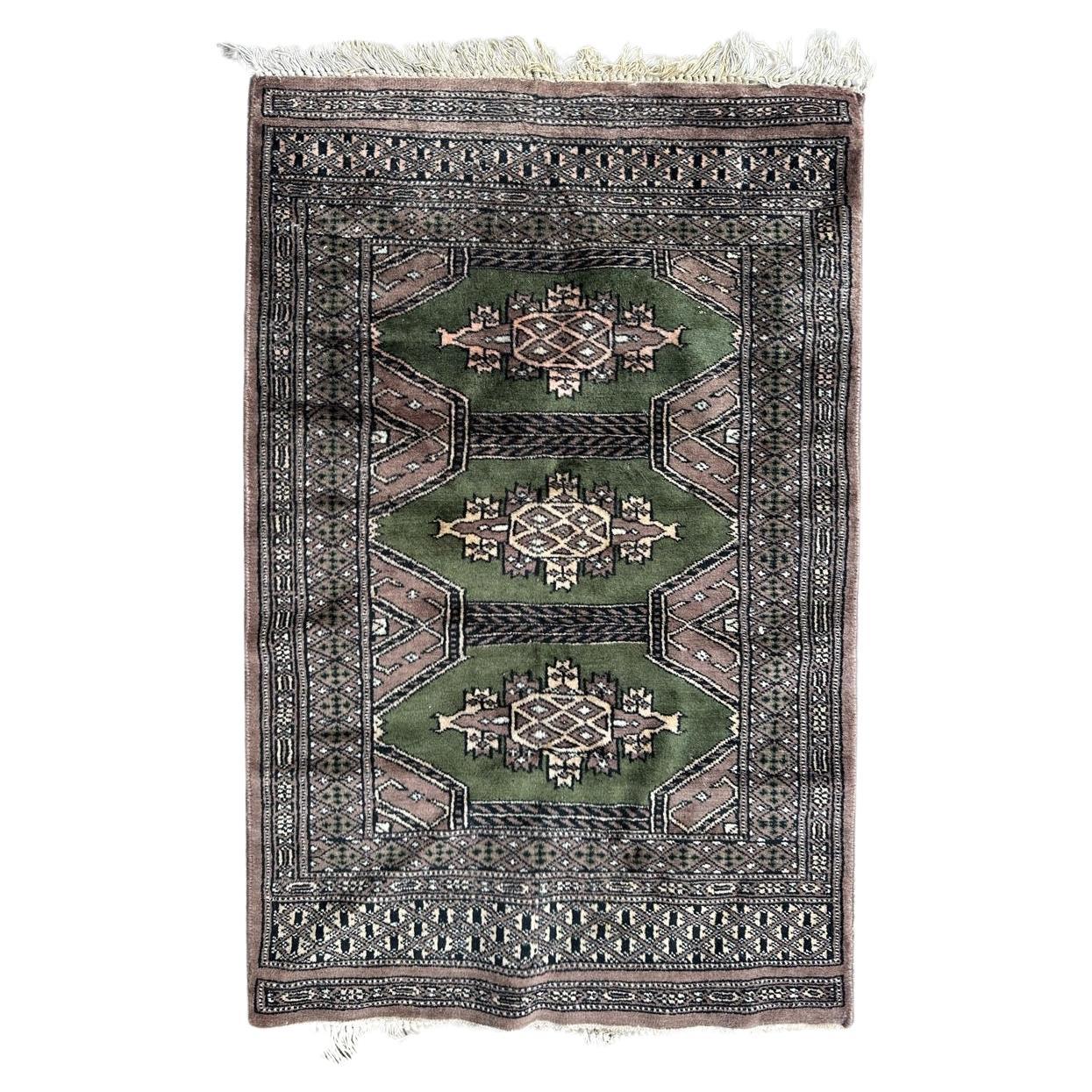 Bobyrug’s pretty small vintage Pakistani rug For Sale