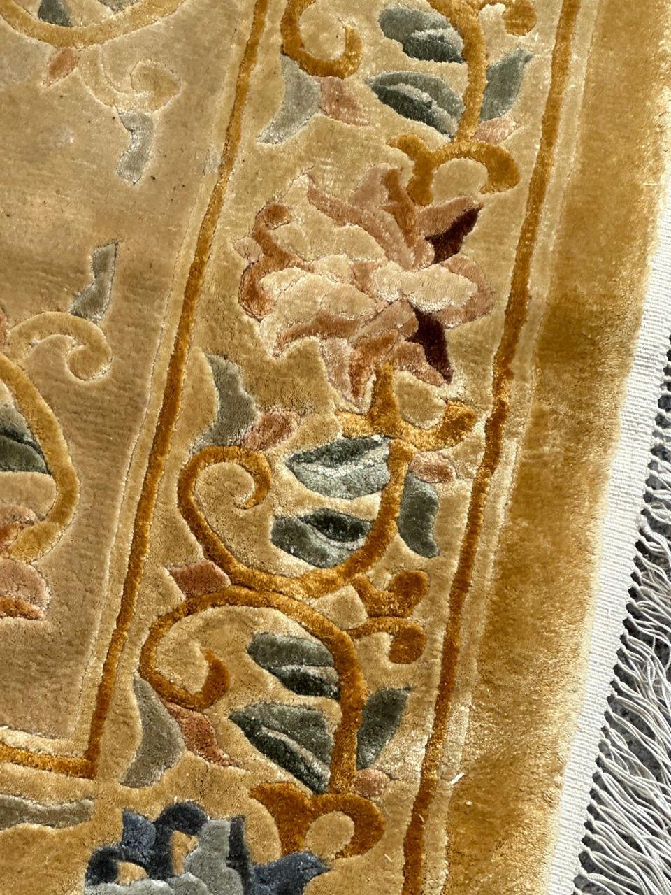 pretty small vintage silk Chinese rug For Sale 3